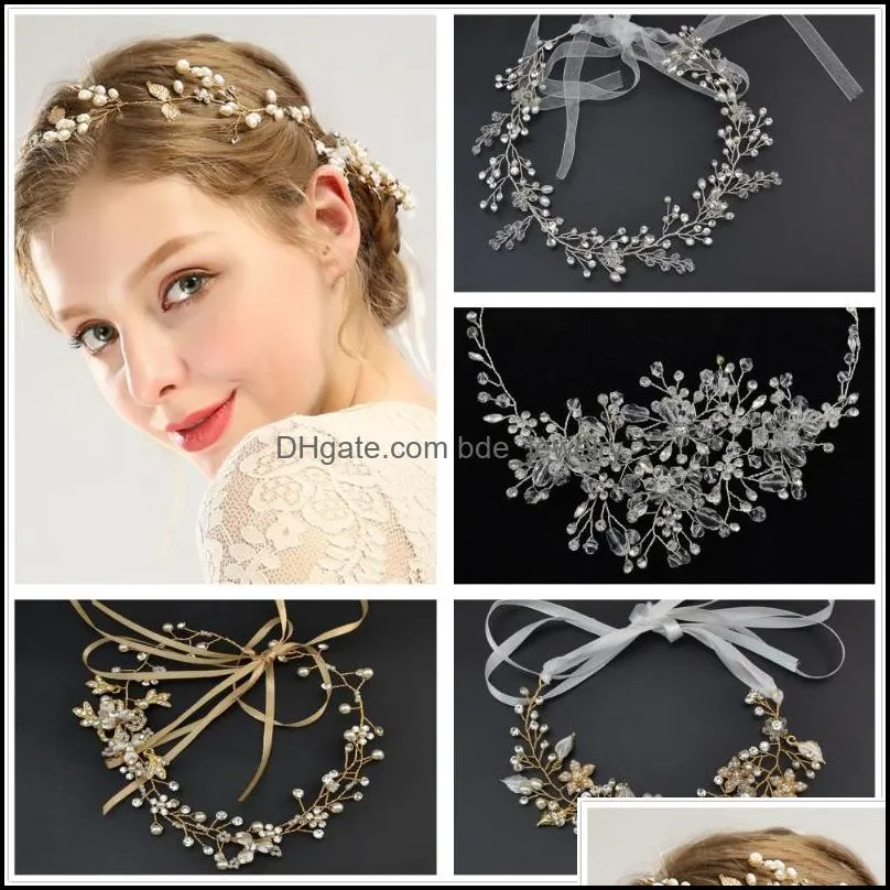 hair clips barrettes romantic crystal flower bridal headband lace clip women wedding headpiece engagement bride accessories175x