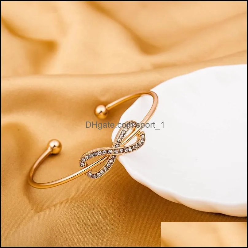 bangle fashion 8 shaped diamond opening bracelet jewelry charm birthday surprise gift for woman vintage earringsbangle