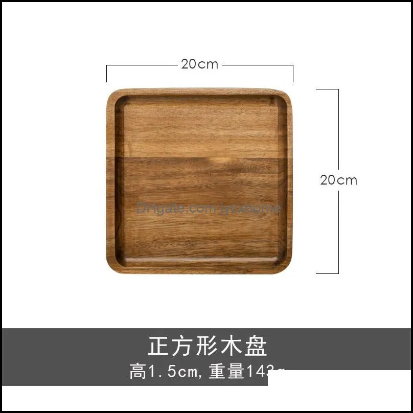 acacia wood dishes serving tray square rectangle breakfast sushi snack bread dessert cake plate with easy carry grooved handle 25 3mc