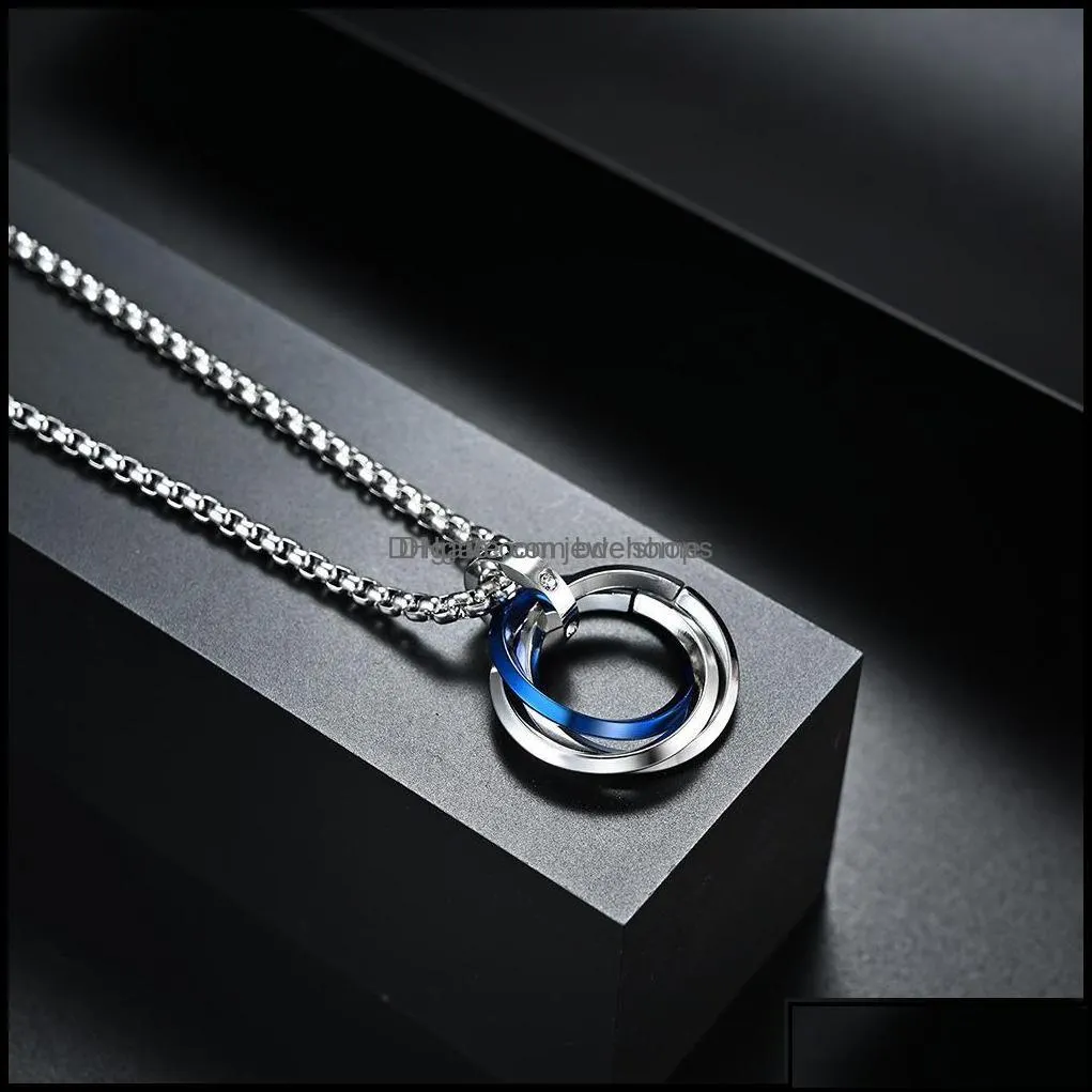 pendant necklaces pendants jewelry cool design street hiphop style men titanium steel necklace black gold sier plated circle charm drop