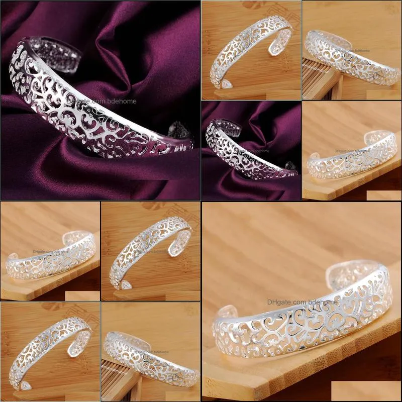 bangle buyin b144 silver color jewelry factory direct elegant fashion women simple retro bracelet