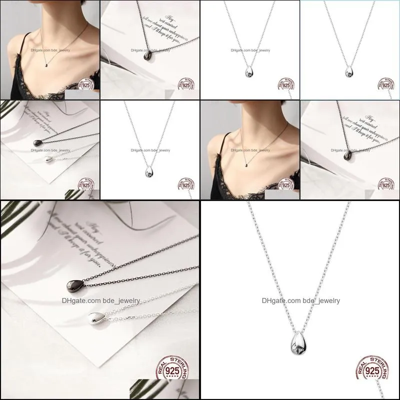 chains real 925 sterling silver water drop chain necklace for women fashion classic jewelry birthday engagement gift1