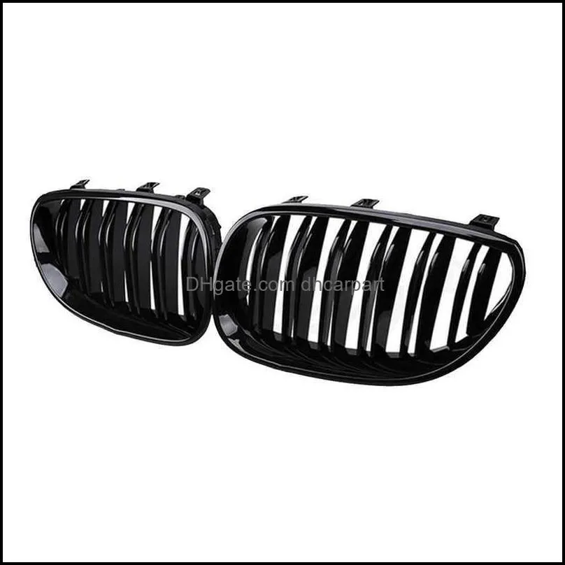 car front kidney grilles racing grill for bmw e60 e61 5 series m5 520i 535i 550i 20042010 dual line double slat auto styling