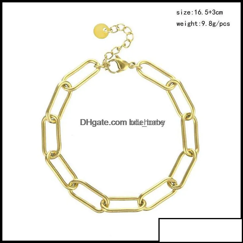 link chain bracelets jewelry fashion simple retro geometric bamboo paperclip stainless steel gold bracelet drop delivery 2021 2f8fh