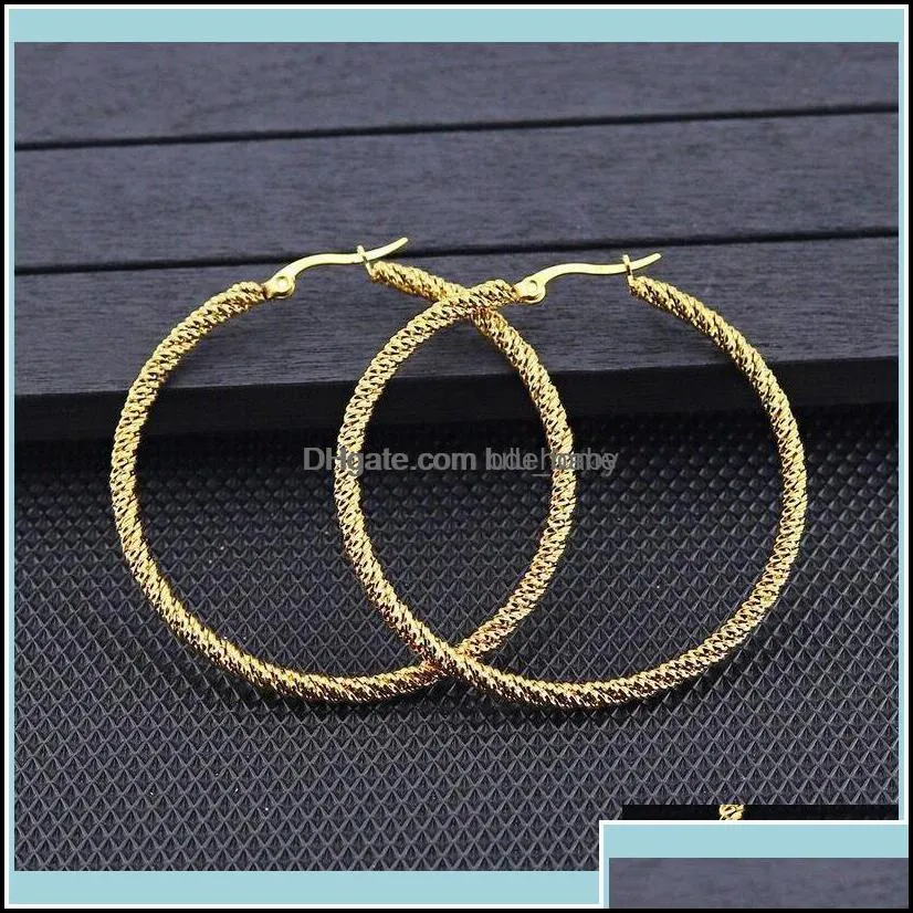 jewelrymxgxfam titanium steel rope circle hoop earrings jewelry for women fashion 3 size choices 4 gold color hie drop delivery 20