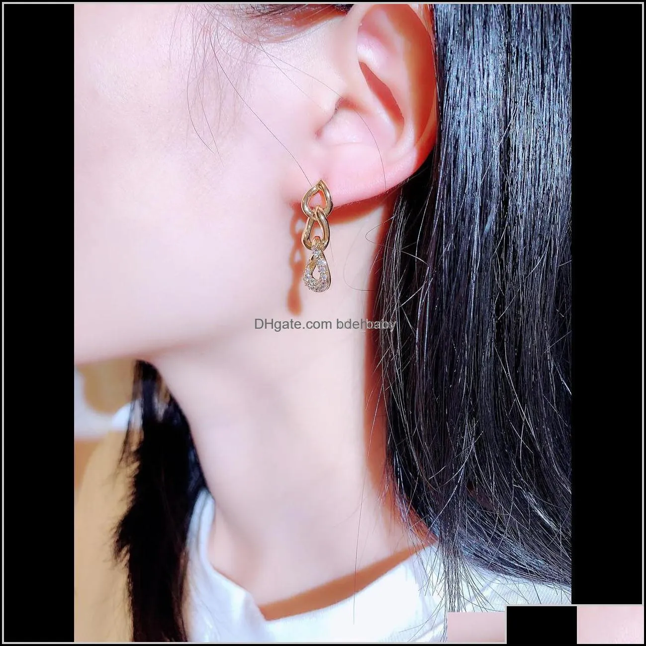 metal braided geometric trendy long earrings for woman girls super sparkling diamonds crystals fashion luxury designer gold vj6aq