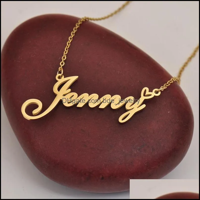 pendant necklaces laura love heart name necklace personalized gold plated stainless steel collar for women girls friends birthday wedding