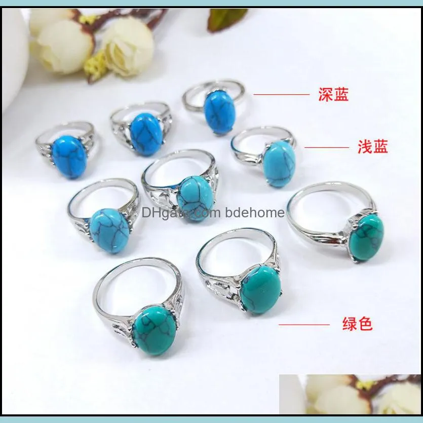 wholesale 50pcs mix styles colorful turquoise stone rings for women ladies fashion jewelry ring brand tzqnd fn6st