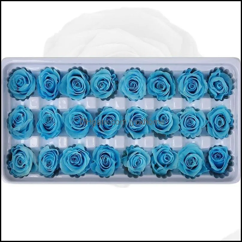 24pcs preserved flowers rose immortal rose mothers day diy wedding eternal life flower material gift wholesale dried flower/box 1365