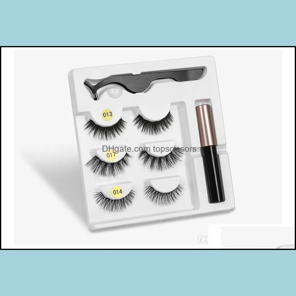 hot sell magnetic eyelashes with eyeliner 5 magnet false eyelash tweezer set waterproof long lasting eyelash extension