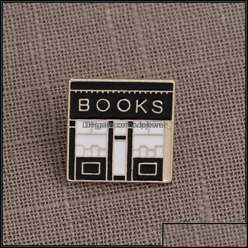 pins brooches jewelry cute enamel books women men bookstore reel creative cartoon pins badge for children fashion gift drop delivery 2021
