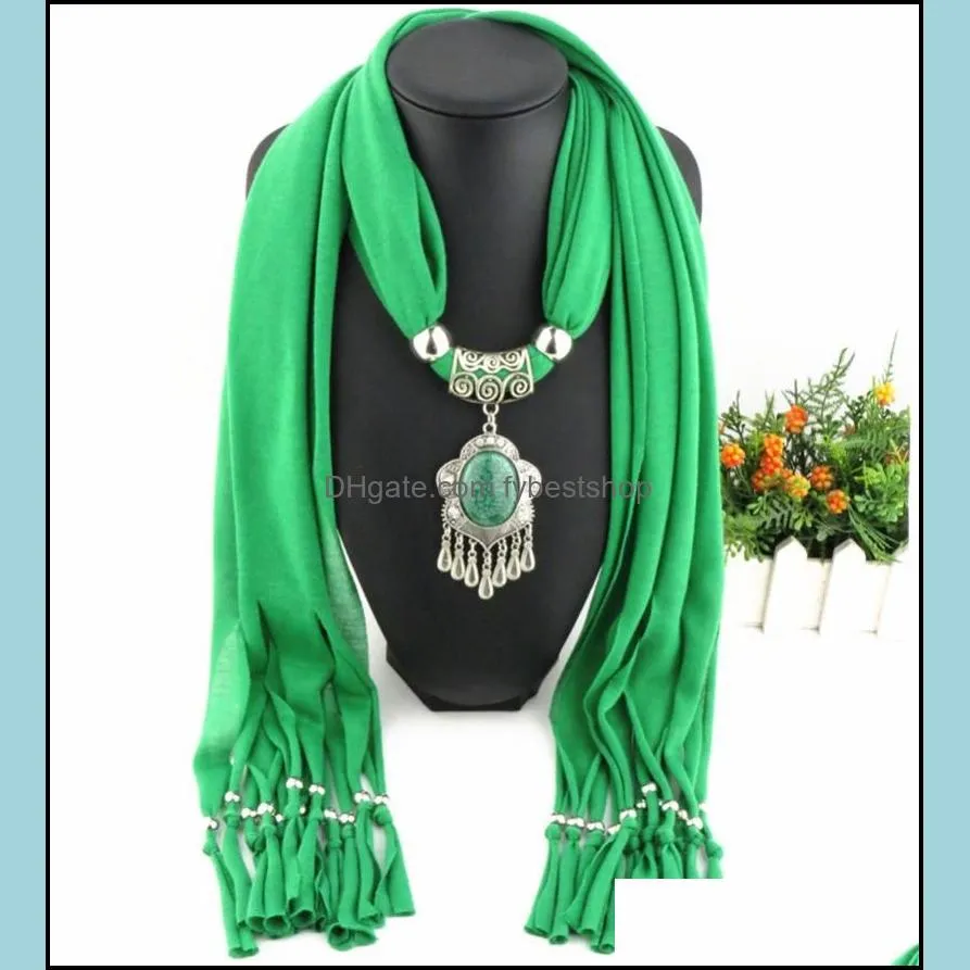 pendant necklaces charms winter scarf tassel bead vintage national women jewelry wholesale