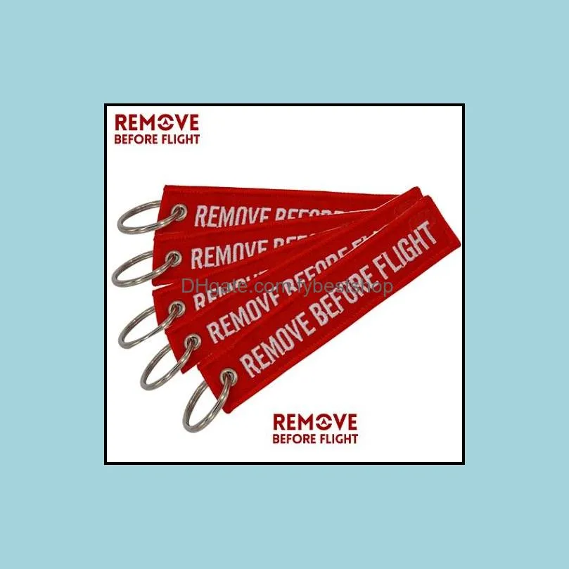 remove before flight chaveiro key chain for cars red key fobs oem keychain jewelry aviation tag embroidery chains 5 pcs/lot1