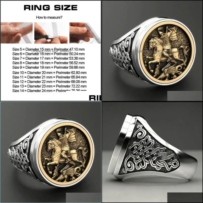 cluster rings punk delicate warrior dragon mens ring jewelry hip hop soldier military signet for men personality gifts biker