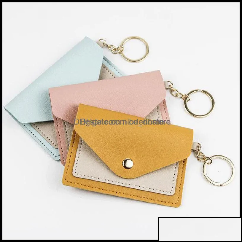 keychains fashion accessories unisex key pouch leather purse keyrings mini wallets coin credit card holder 7 colors drop delivery 2021