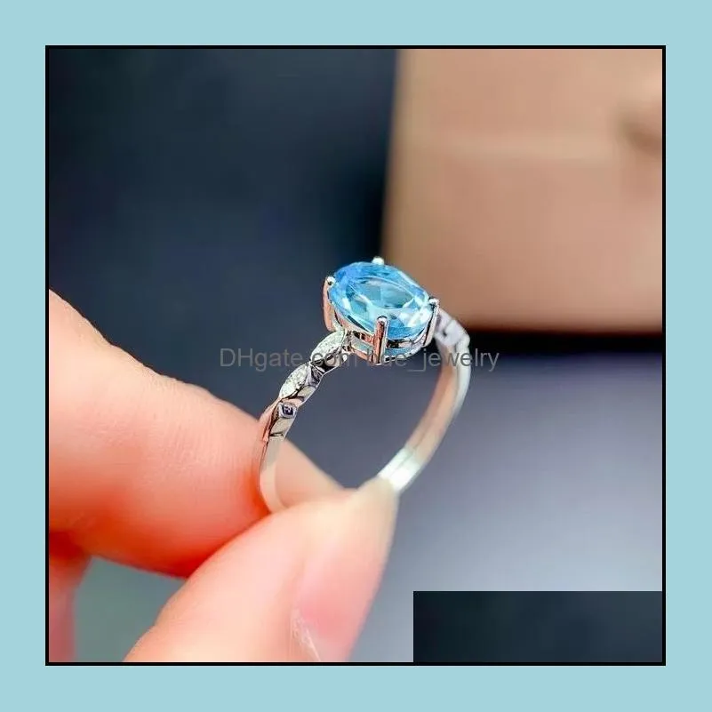 cluster rings kjjeaxcmy fine jewelry 925 sterling silver inlaid natural swiss blue topaz women vintage lovely oval adjustable gem ring