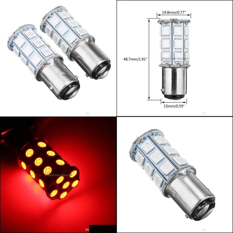 1 pair 12v baw15d 5050 smd 27 car led reverse lamp brake stop light bulbs tail light