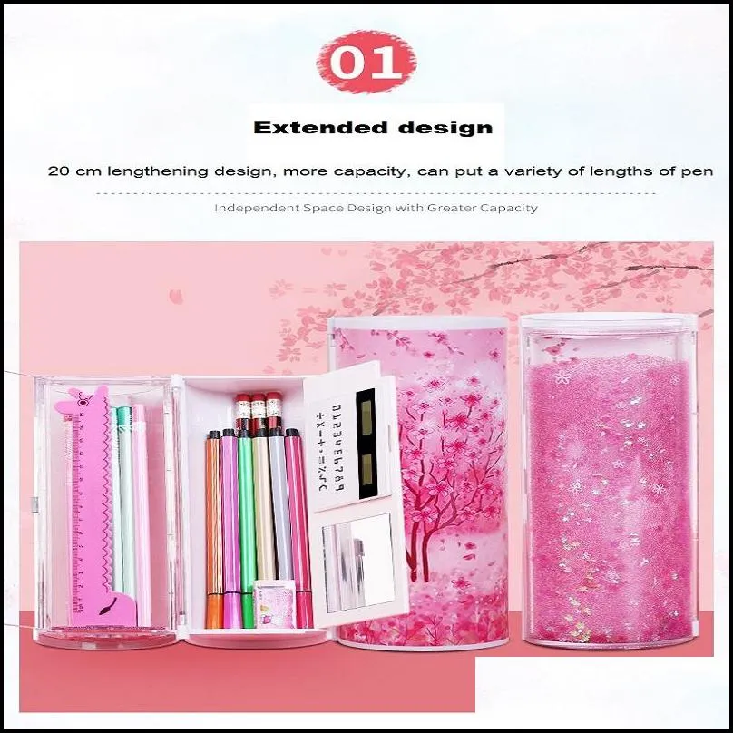 pencil cases stationery box quicksand innovative multifunction pen very beautiful1