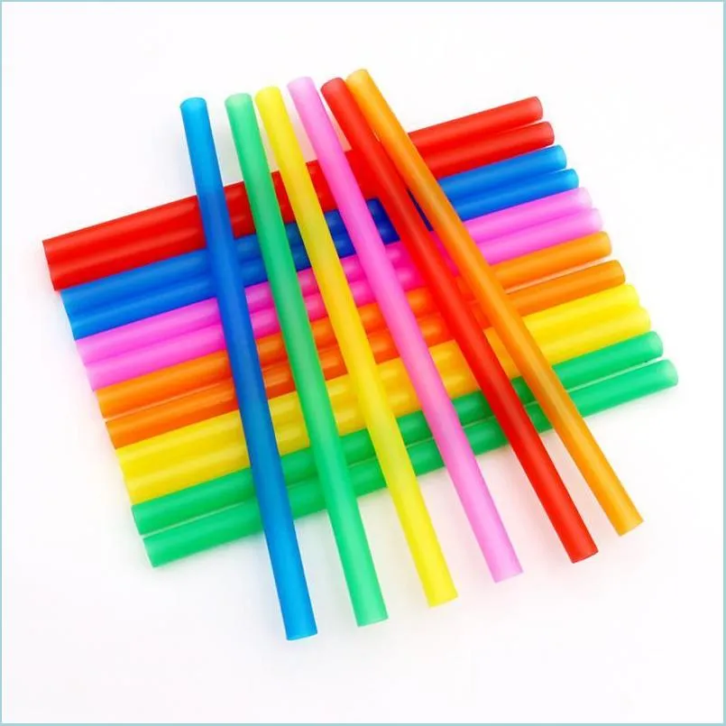 disposable dinnerware 100pcs color plastic straw 11x210 mm handmade diy creativity straight pipe 100 single 8 colors mixed