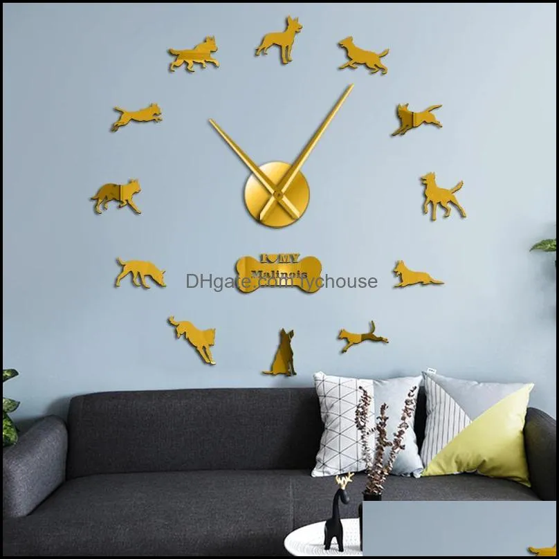 wall clocks belgian shepherd large frameless clock mechelse home decor malinois watch chien de berger belge diy big