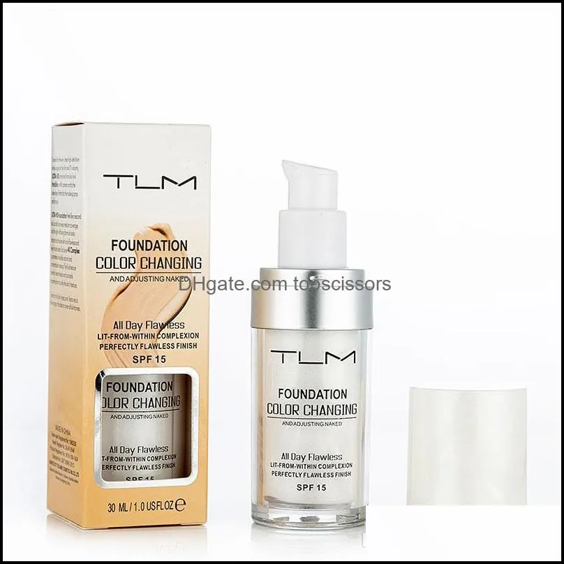 tlm flawless color changing foundation warm skin tone colour face makeup base nude facial moisturizing liquid cover concealer