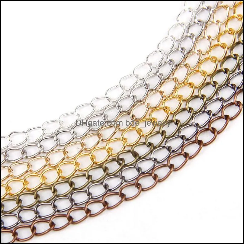 5m/lot 0 8x4 5x6mm metal iron necklace chains 7colors bulk open link chains lot for diy bracelets jewelry making finding