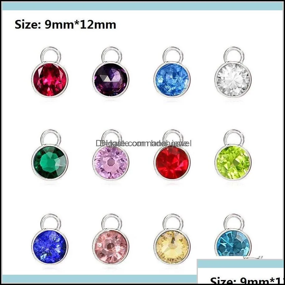 charms findings components 6 options 12pcslot colorful crystal birthstone charms diy accessories jewelry making for bracelet earring key
