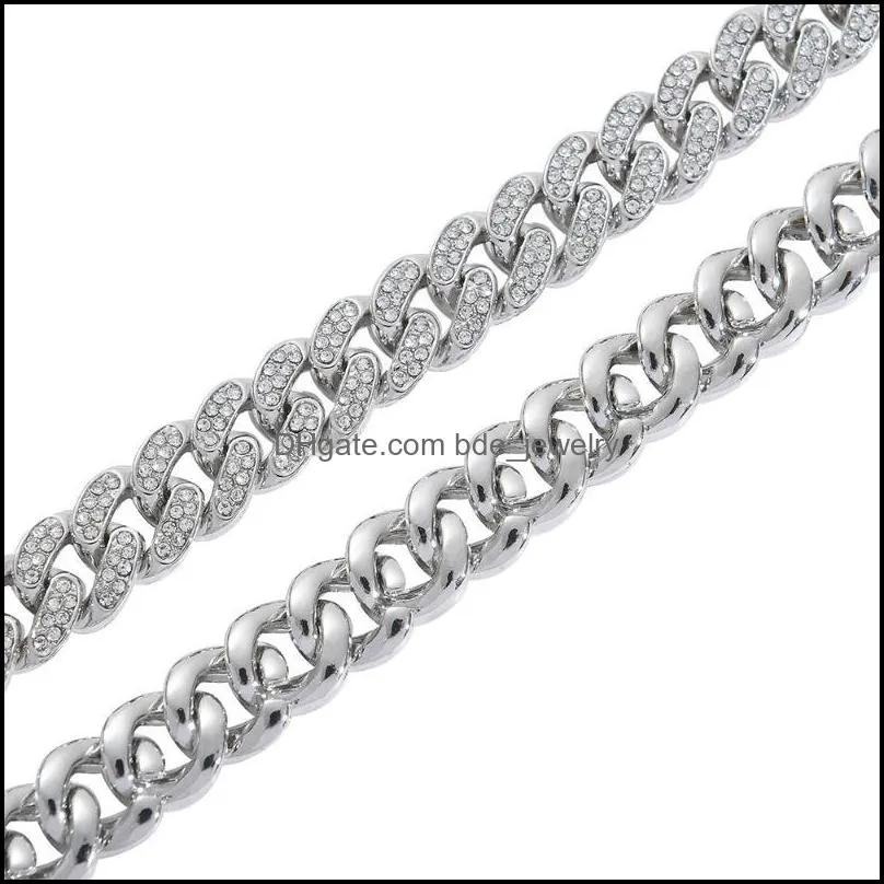 chains cuban link chain for men iced out silver gold rapper necklaces full  necklace bling diamond hip hop jewelry choker