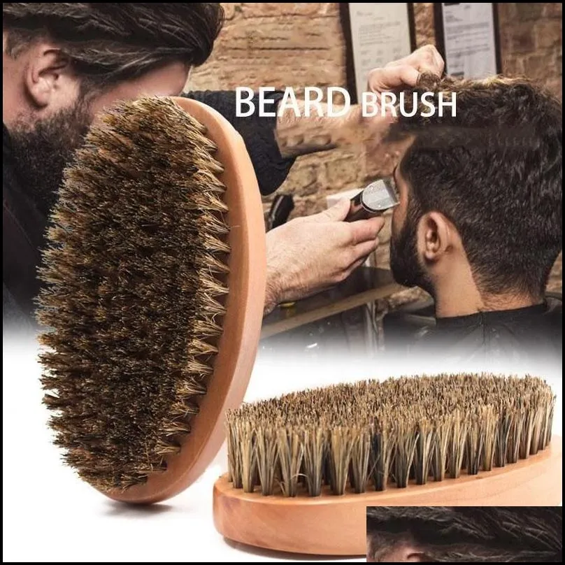sublimation brushes eco friendly mens oil head styling hairdressing comb solid wood beard brush bristle care cleaning beards brush