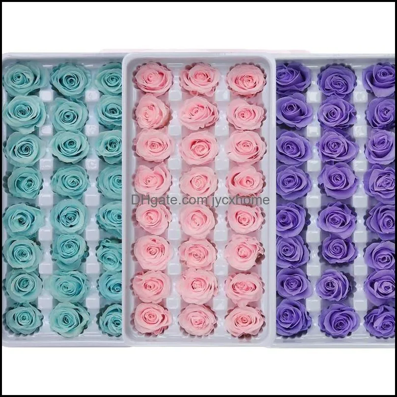 24pcs preserved flowers rose immortal rose mothers day diy wedding eternal life flower material gift wholesale dried flower/box 1365