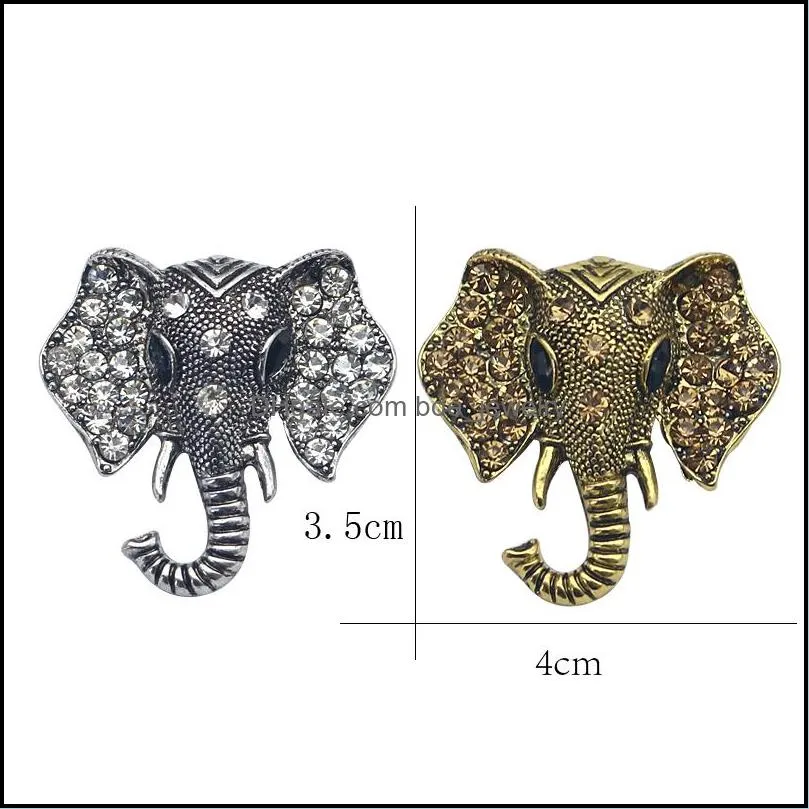 vintage rhinestone elephant brooch bronze animal brooches for women men denim suit sweater collar pin button badge broche