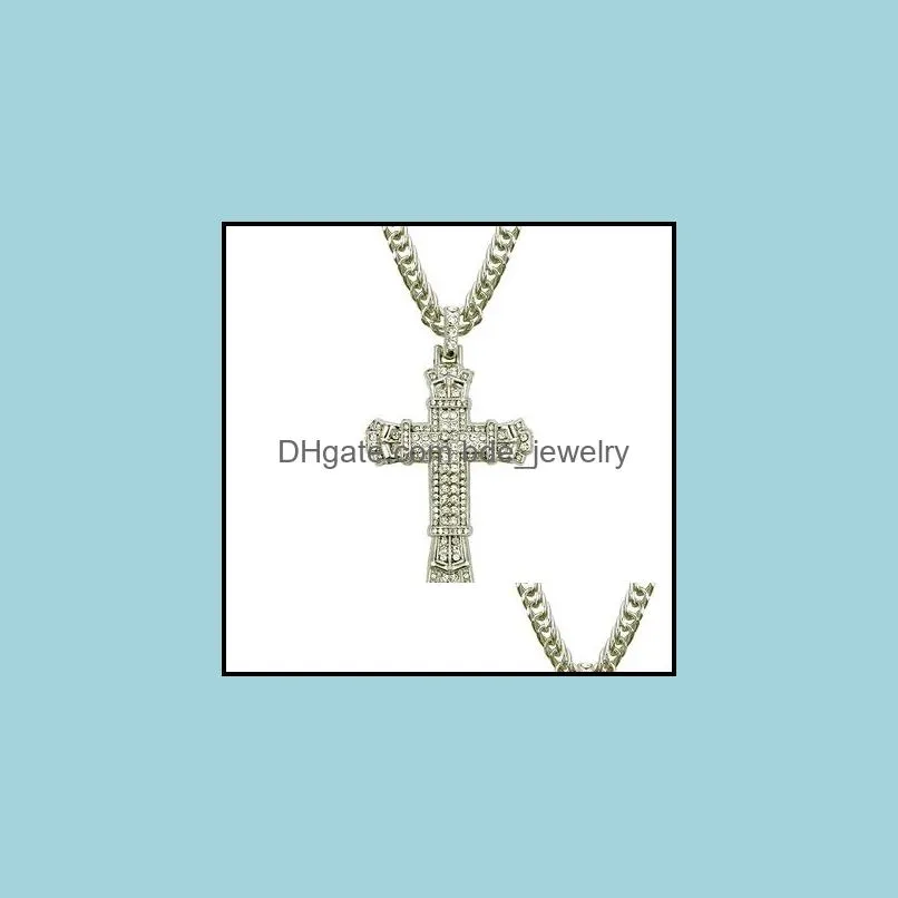 pendant necklace male female gold cross necklaces hiphop cuban chain golden silver color for men women jewelry hip hop