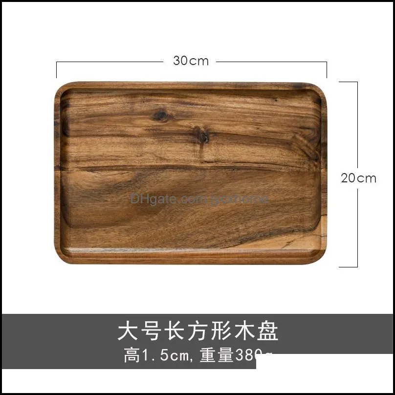 acacia wood dishes serving tray square rectangle breakfast sushi snack bread dessert cake plate with easy carry grooved handle 25 3mc