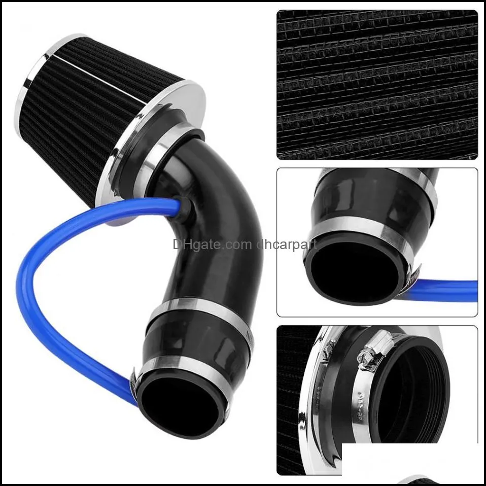 blue car engine intake pipe air filter mushroom head productivity 76mm inlet air filter 160mm high flow high cold air cone