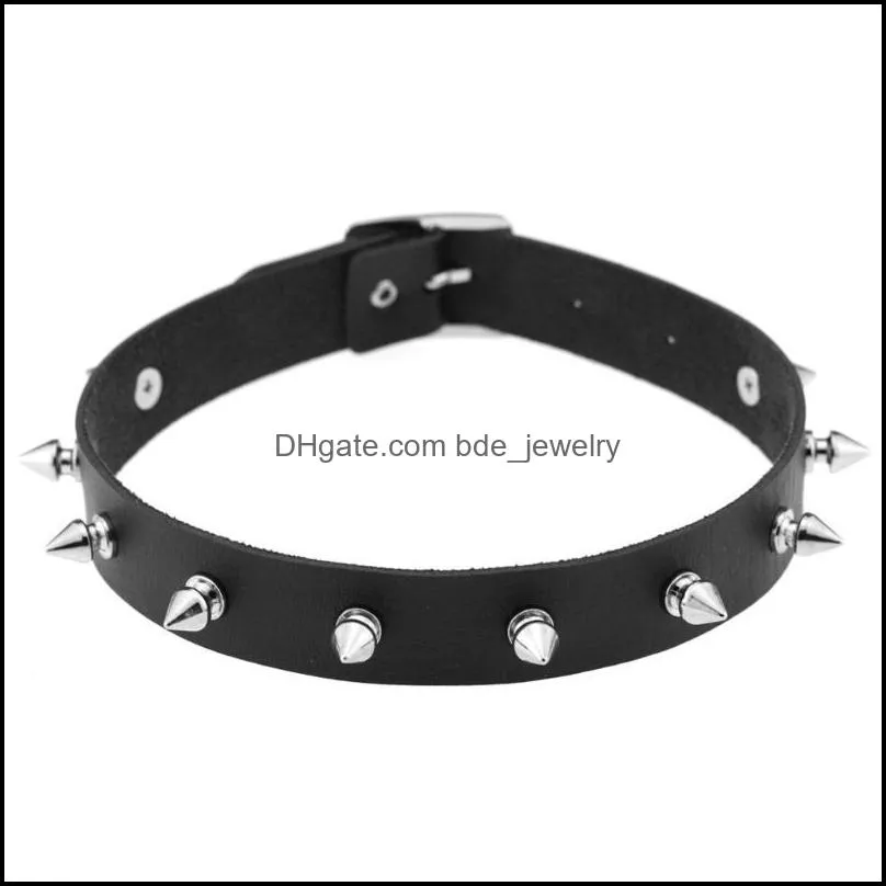 chokers punk pu leather heart round spike rivet studded choker necklace gothic women black jewelry birthday party gift chocker