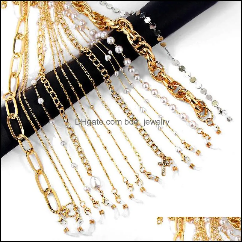  gold color metal imitation pearl long chain glasses chains for women face mask lanyard holder nonslip neck rope jewelry