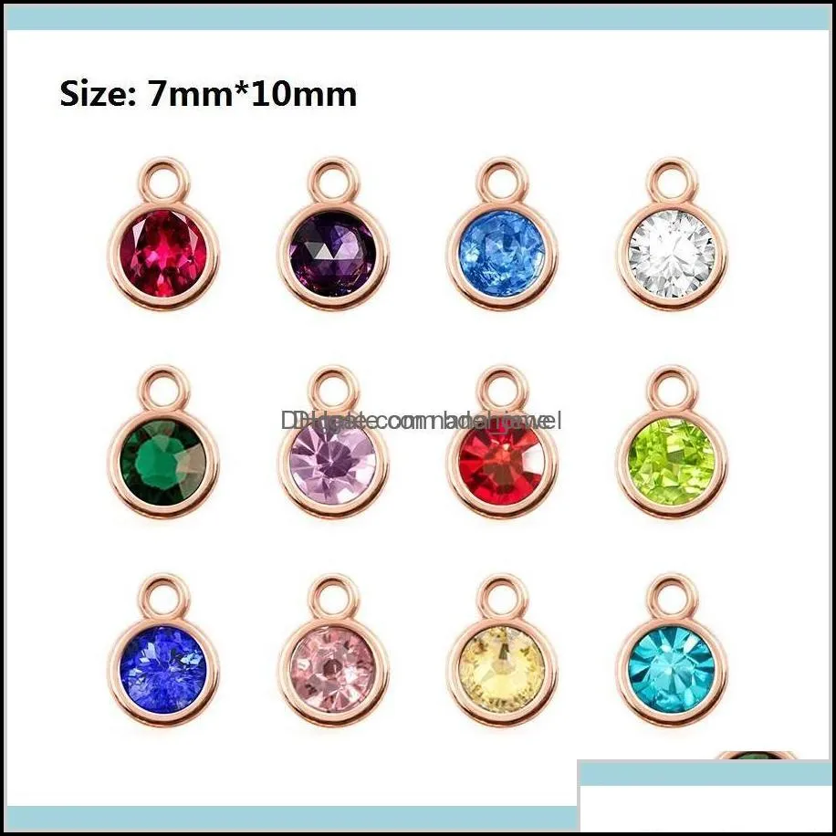 charms findings components 6 options 12pcslot colorful crystal birthstone charms diy accessories jewelry making for bracelet earring key