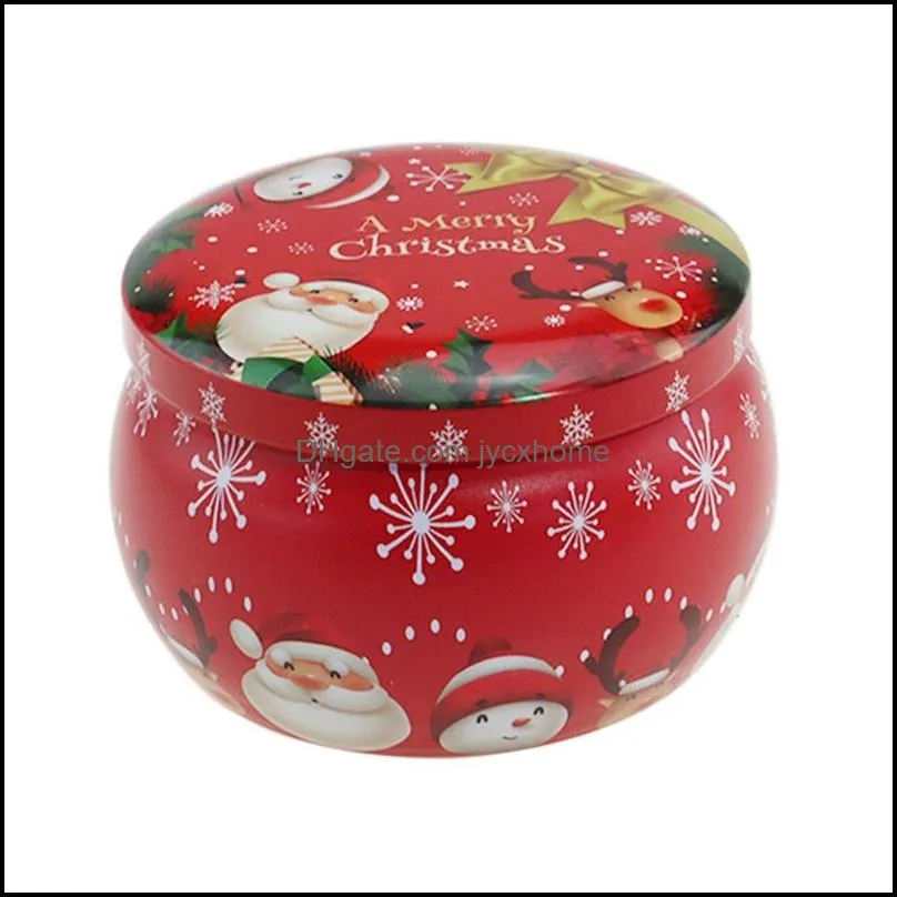 merry christmas pattern metal box circular aromatherapy candle jar scented tea candy packing makou iron case 1 6tb j2