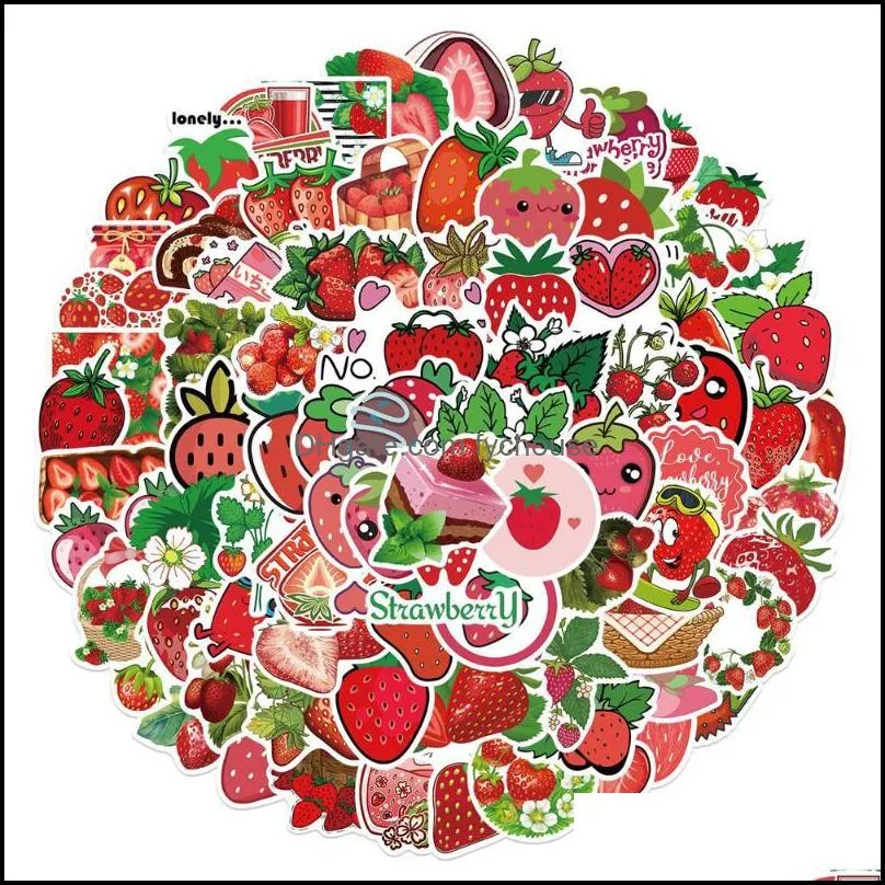 gift wrap 50/100pcs cute strawberry stickers for notebooks laptop scrapbook stationary pink sticker scrapbooking material craft