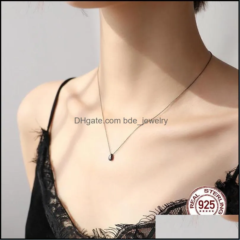chains real 925 sterling silver water drop chain necklace for women fashion classic jewelry birthday engagement gift1