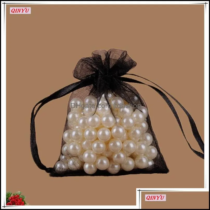 100pcs 7x9 cm organza sheer gauze jewelry bags packing drawable organza bags wedding gift bags sachet organza 5zsh312