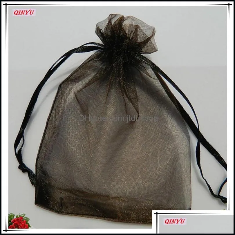 100pcs 7x9 cm organza sheer gauze jewelry bags packing drawable organza bags wedding gift bags sachet organza 5zsh312