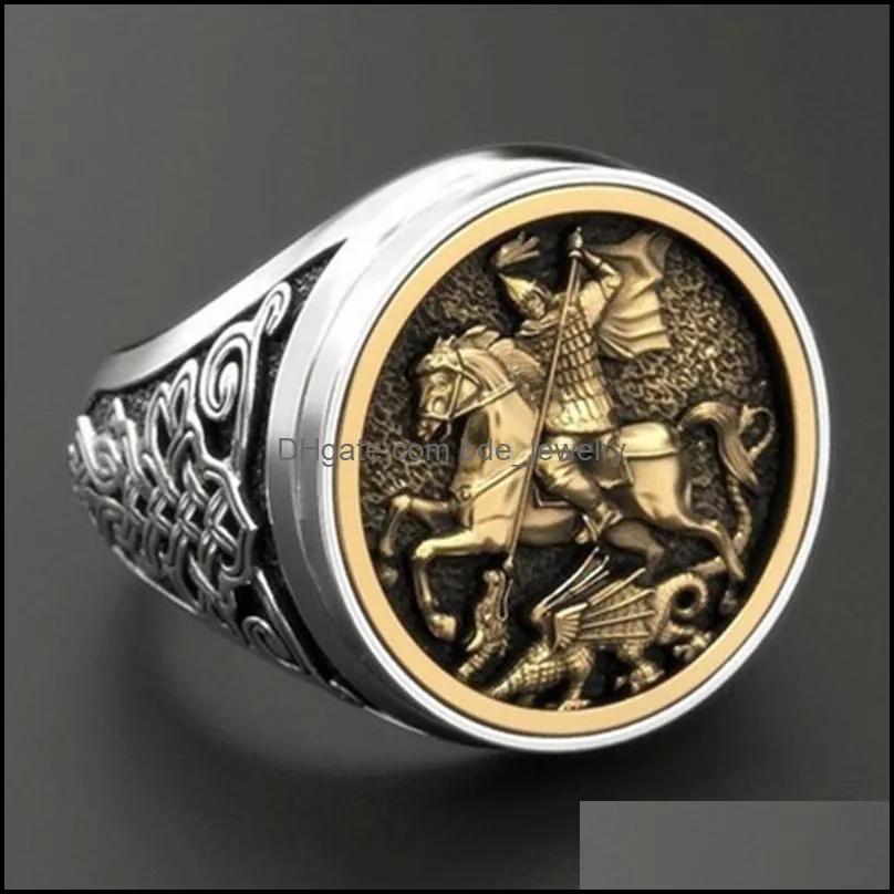cluster rings punk delicate warrior dragon mens ring jewelry hip hop soldier military signet for men personality gifts biker