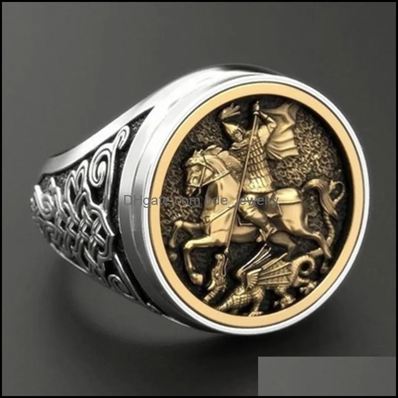 Delicate Warrior Dragon Cluster Rings For Men Hip Hop Military Signet ...