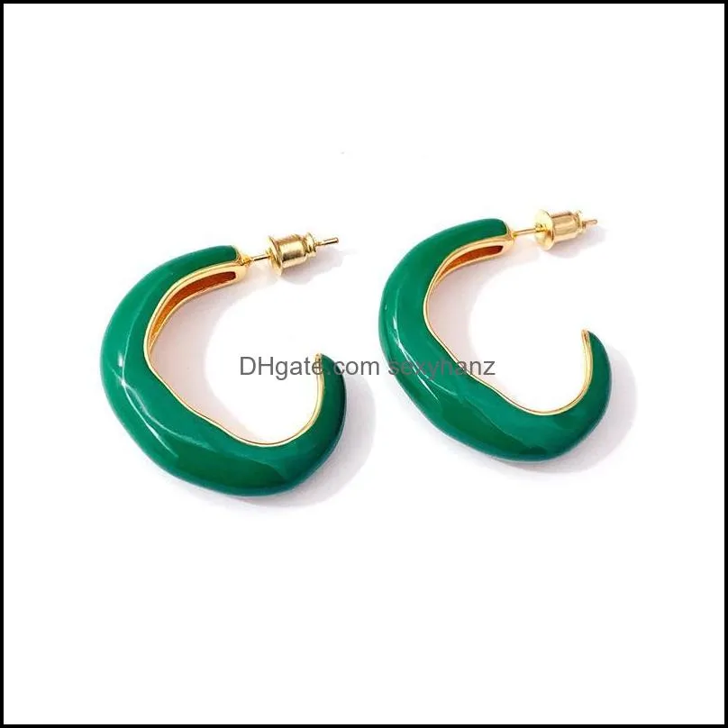 stud high quality glaze irregular shape style earring gold color red green blue white stued earrings for women fashion jewelry de014