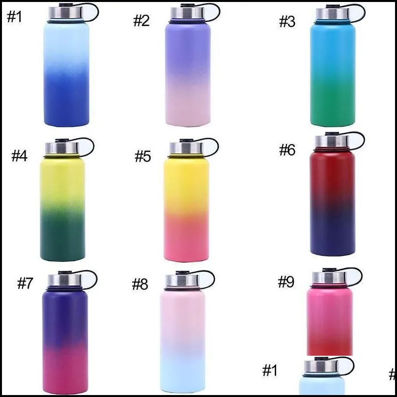 32oz/1000ml mugs stainless steel car cups vacuum insulated double wall water bottle thermal sublimation gradient color space cup