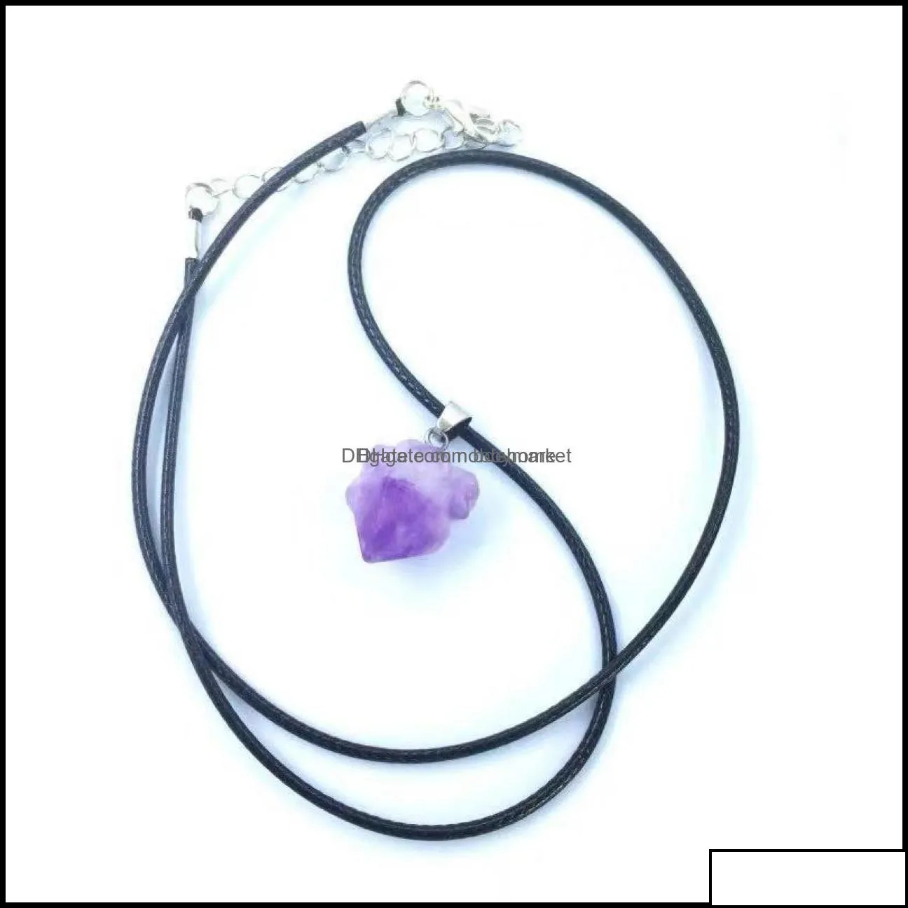 natural amethyst rough stone crystal pendant necklace energy stones healing meditation yoga gift wholesale drop delivery 2021 necklaces