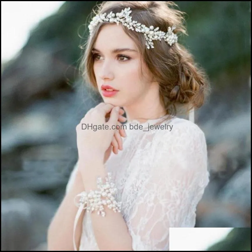 hair clips barrettes romantic crystal flower bridal headband lace clip women wedding headpiece engagement bride accessories175x