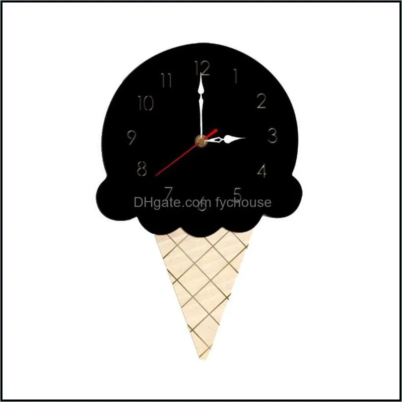 wall clocks ice cream colorful fashion creative room desk ornament concise styles clock silent wooden for home living