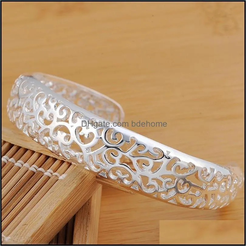 bangle buyin b144 silver color jewelry factory direct elegant fashion women simple retro bracelet